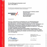 Rhomberg Sersa Gleisbau GmbH Berlin SCC-Zertifikat
