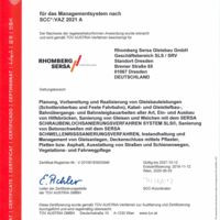 Rhomberg Sersa Gleisbau GmbH Dresden SCC-Zertifikat