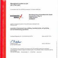Rhomberg Sersa Schweißtechnik GmbH ISO-Certificate 37301