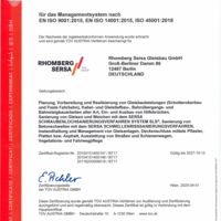 Rhomberg Sersa Gleisbau GmbH ISO-Zertifikat 9001 14001 45001