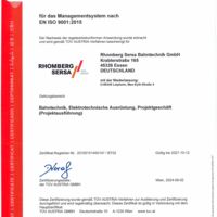 Rhomberg Sersa Bahntechnik GmbH (DE) ISO-Zertifikat 9001